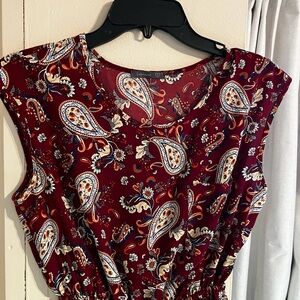 Soprano Burgundy Paisley Print Blouse